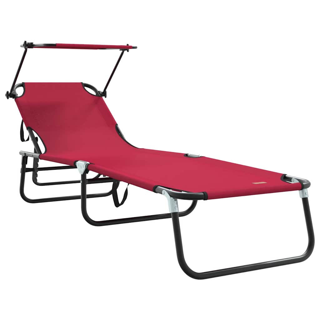 Klappbare Sonnenliege mit Kissen Rot 56 x 190 x 81cm Stoff