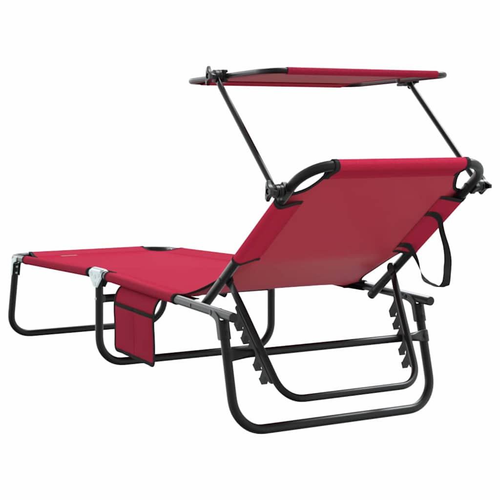 Klappbare Sonnenliege mit Kissen Rot 56 x 190 x 81cm Stoff