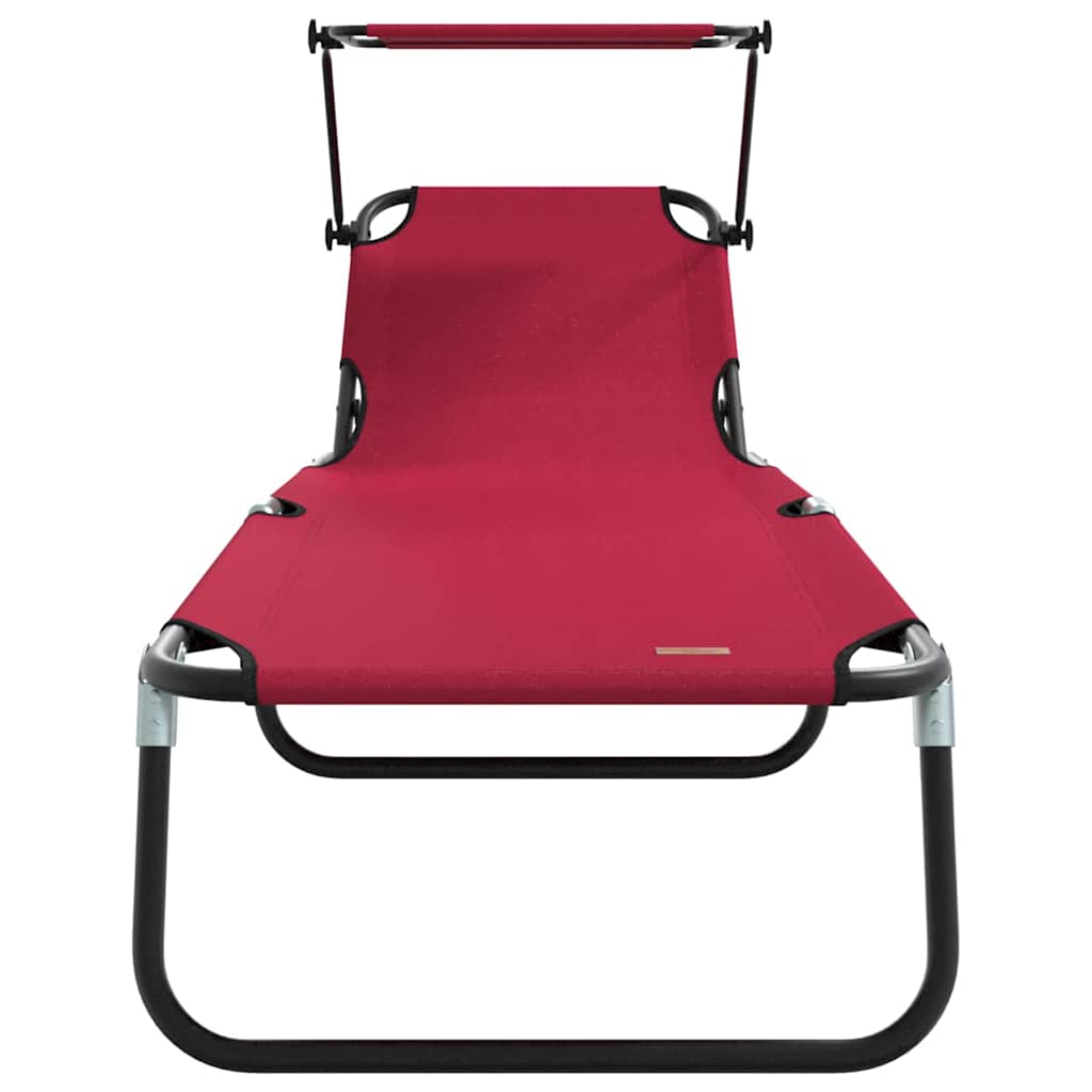 Klappbare Sonnenliege mit Kissen Rot 56 x 190 x 81cm Stoff