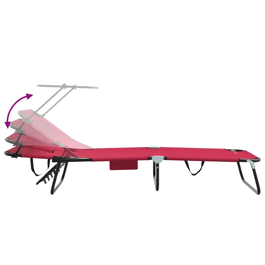 Klappbare Sonnenliege mit Kissen Rot 56 x 190 x 81cm Stoff