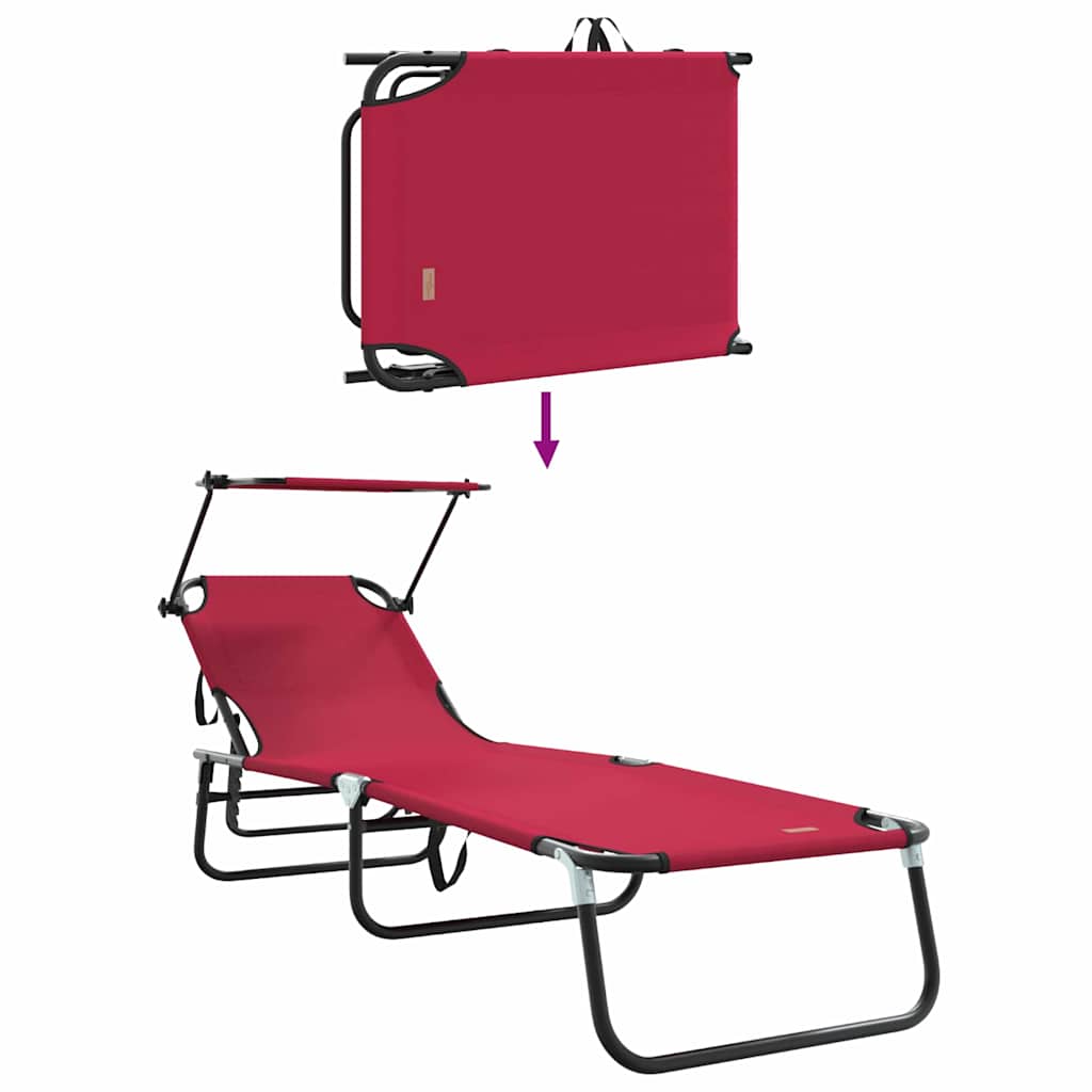 Klappbare Sonnenliege mit Kissen Rot 56 x 190 x 81cm Stoff
