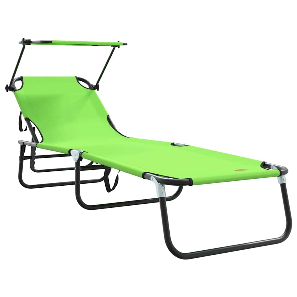 Klappbare Sonnenliege 2-Person 2 pcs Grün 56 x 190 x 81cm Stoff
