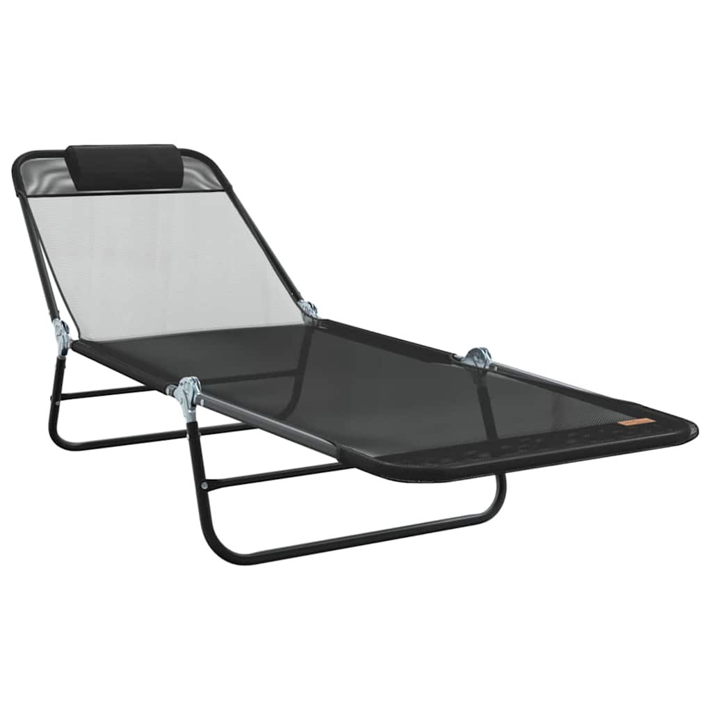 Klappbare Sonnenliege Schwarz 182 x 55 x 85,5 cm Textilene