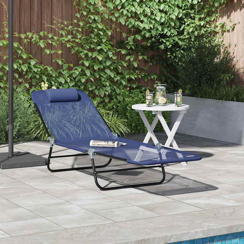 Klappbare Sonnenliege Marineblau 182 x 55 x 85,5 cm Textilene