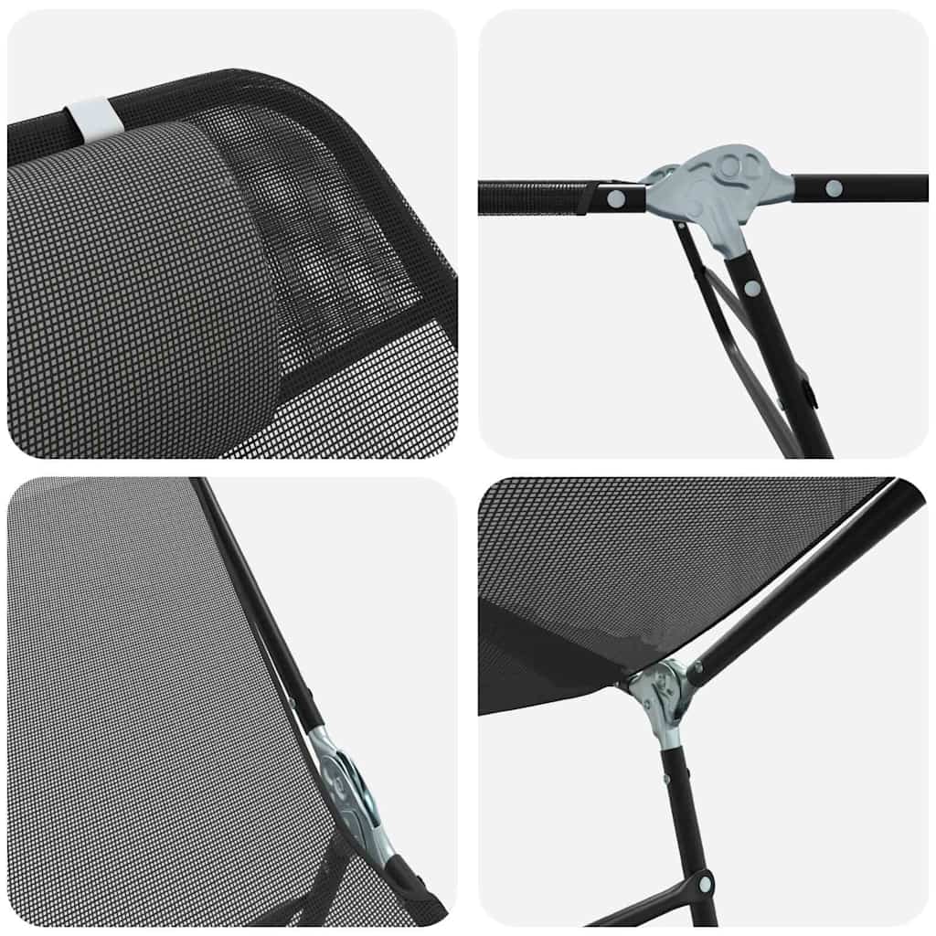 Klappbare Sonnenliege 2-Person 2 pcs Schwarz 182 x 55 x 85,5 cm