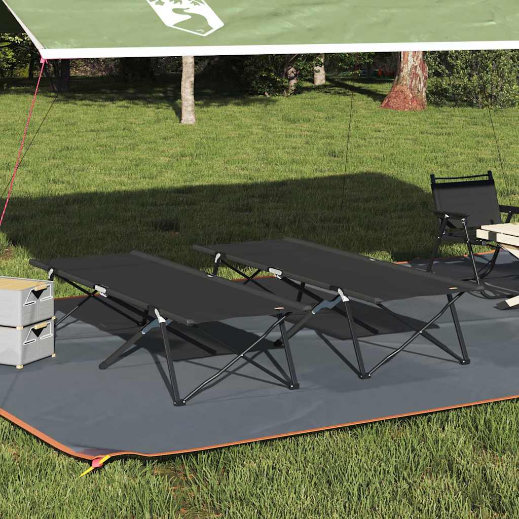 Klapp Schlafbett fürs Camping 2 stk. Schwarz 206 x 76 x 74 cm