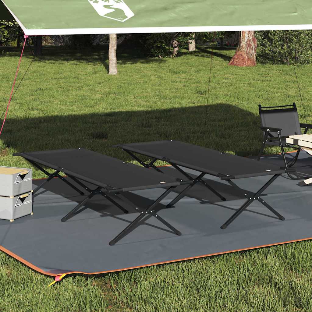 Klapp Schlafbett fürs Camping 2 stk. Schwarz 210 x 80 x 46 cm