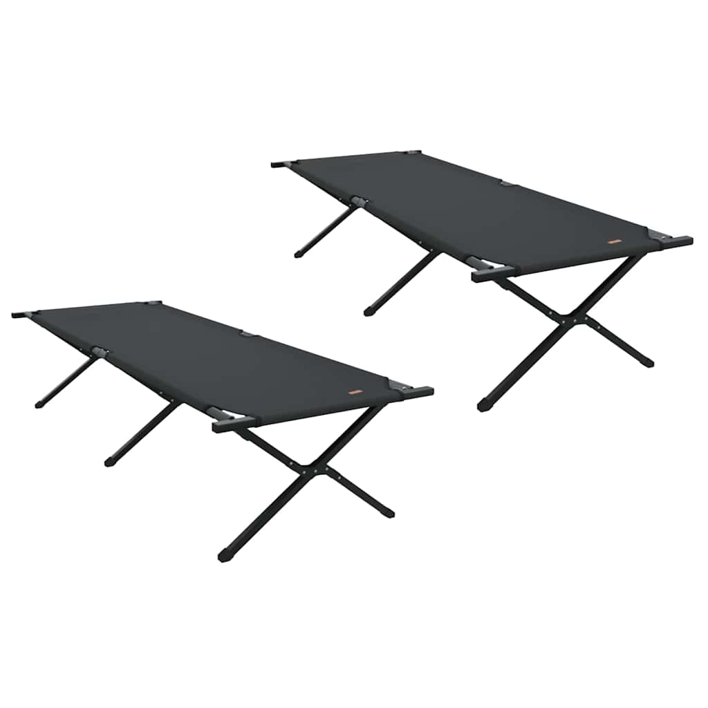Klapp Schlafbett fürs Camping 2 stk. Schwarz 210 x 80 x 46 cm