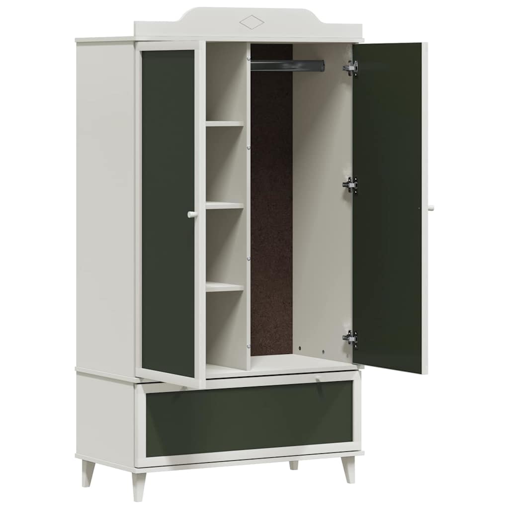 Kreidetafel Kleiderschrank mit Schubladen Weiß Holzwerkstoff