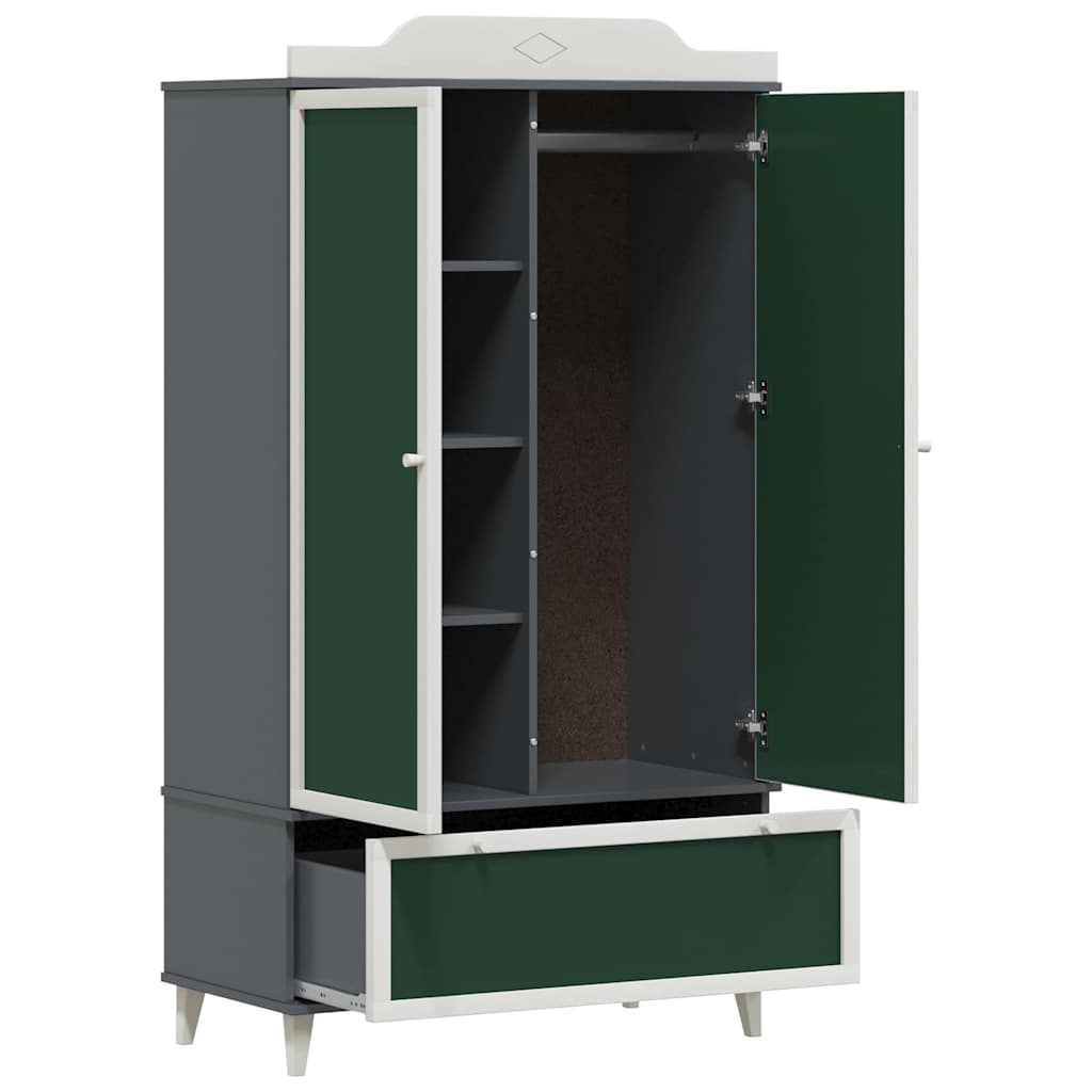 Kreidetafel Kleiderschrank mit Tür Grau und Weiß Holzwerkstoff