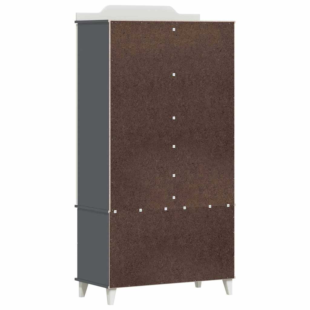 Kreidetafel Kleiderschrank mit Tür Grau und Weiß Holzwerkstoff