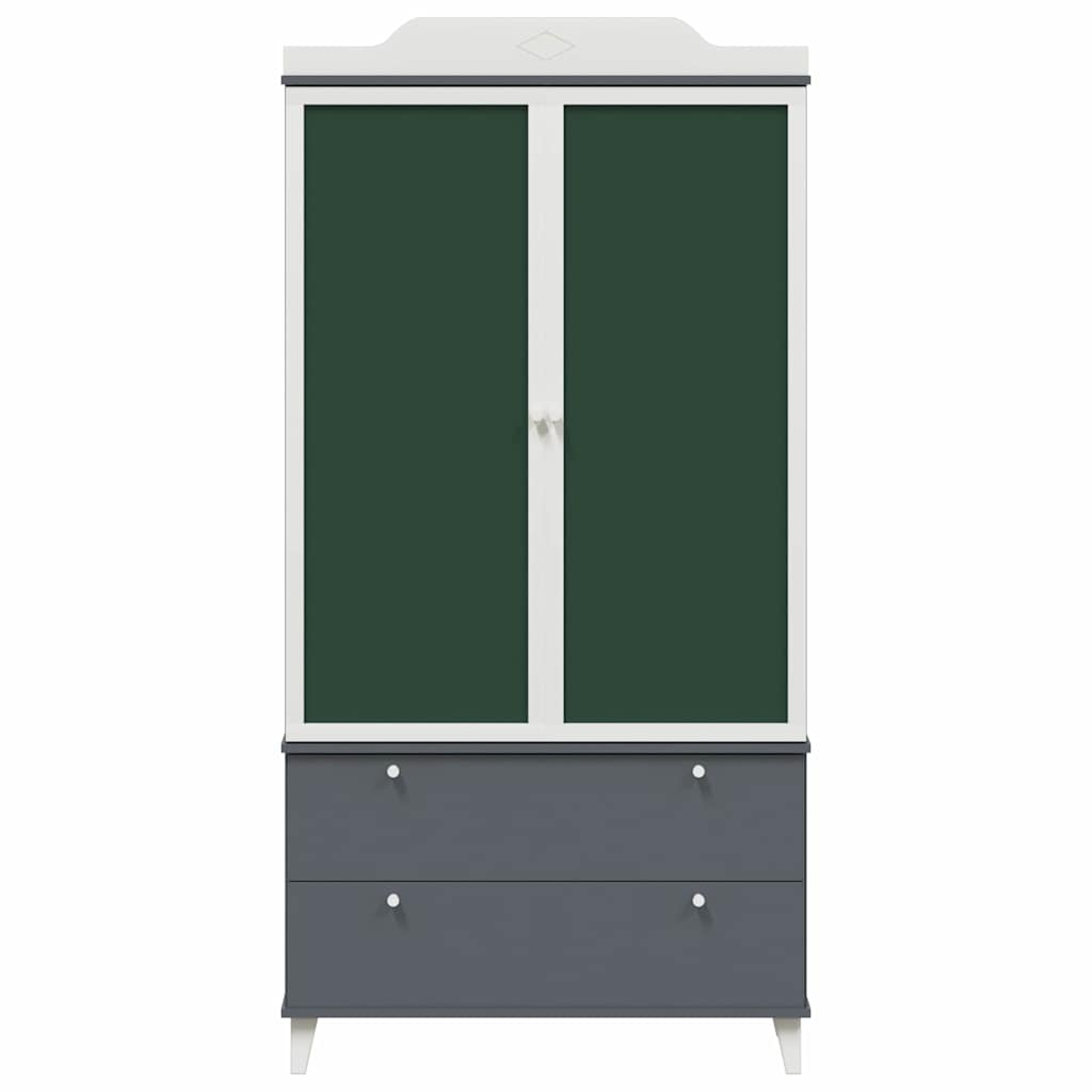Kreidetafel Kleiderschrank mit Tür Grau und Weiß Holzwerkstoff