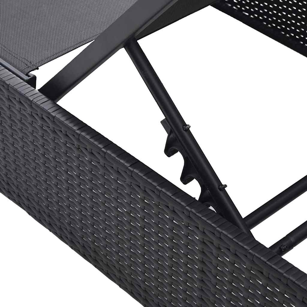 Sonnenliege mit Kissen Schwarz 60 x 200 x 27cm Poly-Rattan