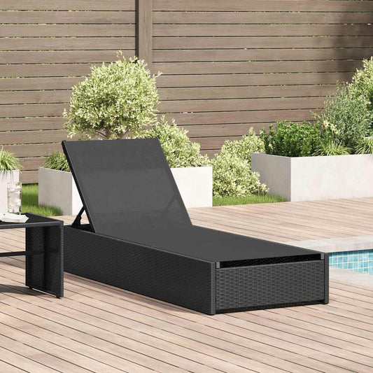 Sonnenliege mit Kissen Schwarz 60 x 200 x 27cm Poly-Rattan