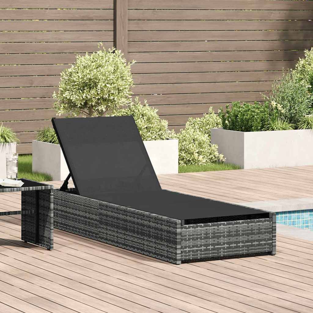 Sonnenliege Grau 200,5 x 70 x 75 cm Poly-Rattan