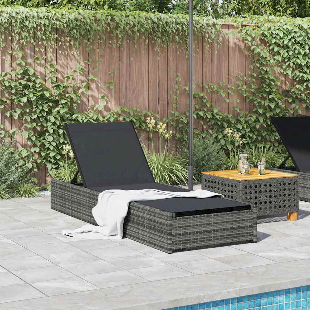 Sonnenliege Grau 200,5 x 70 x 75 cm Poly-Rattan