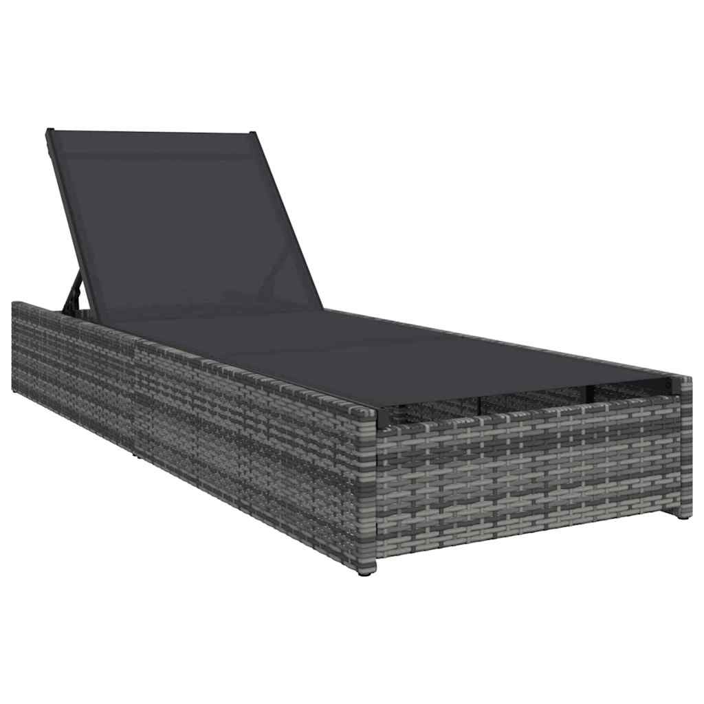 Sonnenliege Grau 200,5 x 70 x 75 cm Poly-Rattan