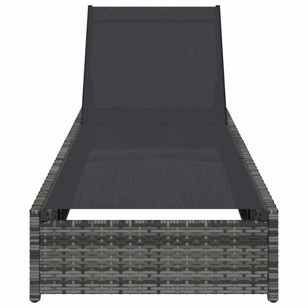 Sonnenliege Grau 200,5 x 70 x 75 cm Poly-Rattan