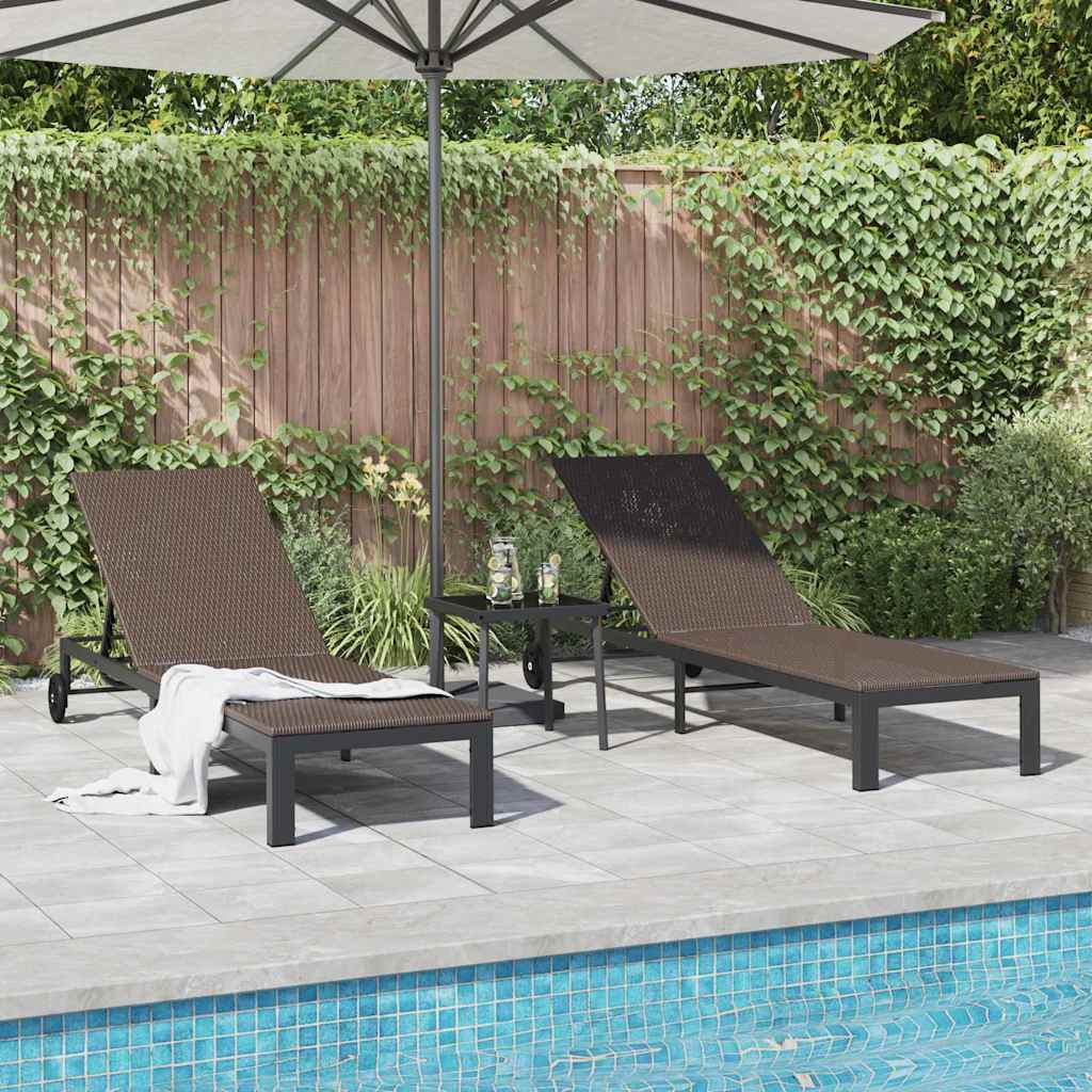 Sonnenliege 2-Person 2 pcs Braun 40 x 39 x 40,5 cm Poly-Rattan