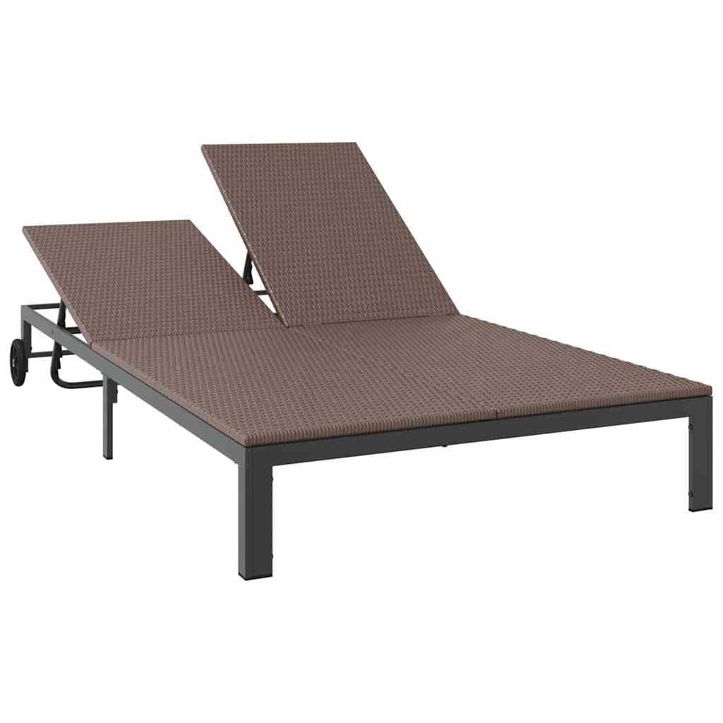 Sonnenliege 2-Person Braun 60 x 200 x 27cm Poly-Rattan