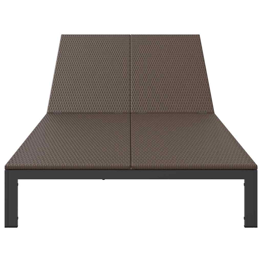Sonnenliege 2-Person Braun 60 x 200 x 27cm Poly-Rattan