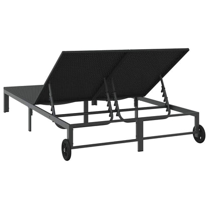 Sonnenliege Poly-Rattan Schwarz