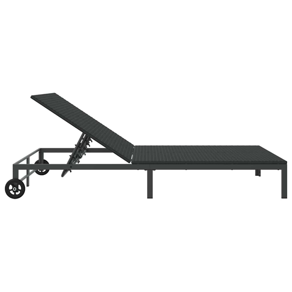 Sonnenliege Poly-Rattan Schwarz