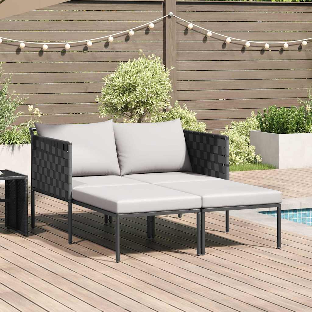 Sonnenliege mit Kissen 2-Person Anthrazit 153 x 115 x 69,5 cm