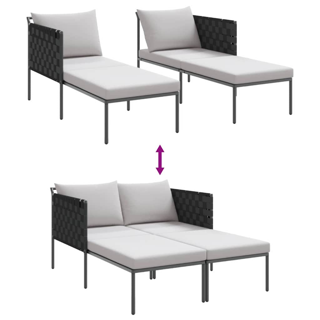 Sonnenliege mit Kissen 2-Person Anthrazit 153 x 115 x 69,5 cm