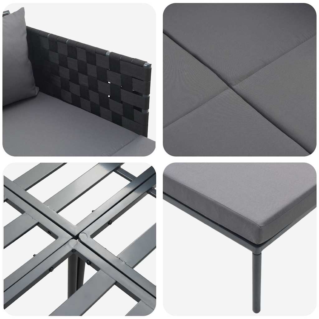 Sonnenliege mit Kissen 2-Person Anthrazit 153 x 115 x 69,5 cm