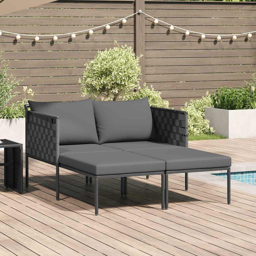 Sonnenliege mit Kissen 2-Person Anthrazit 153 x 115 x 69,5 cm