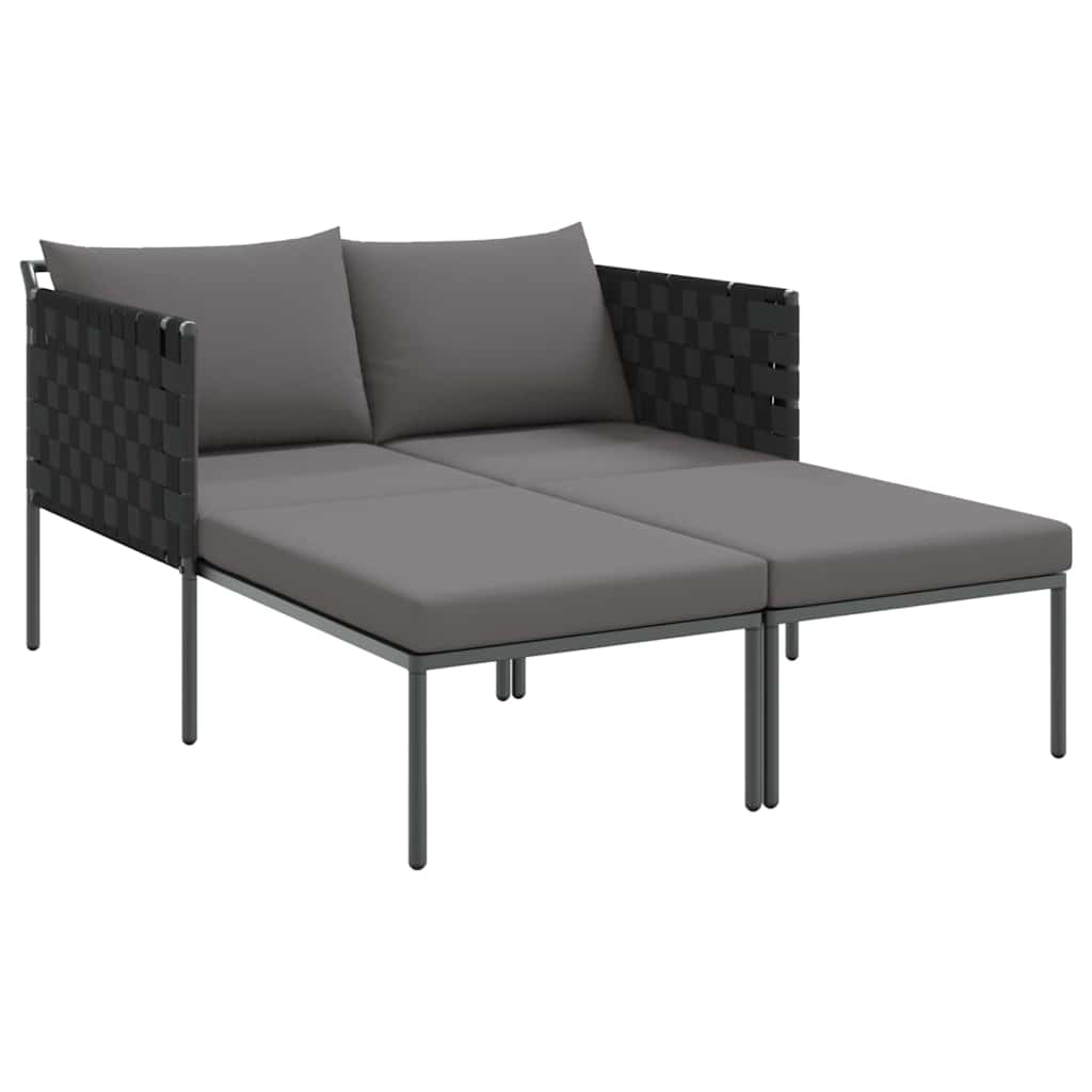 Sonnenliege mit Kissen 2-Person Anthrazit 153 x 115 x 69,5 cm