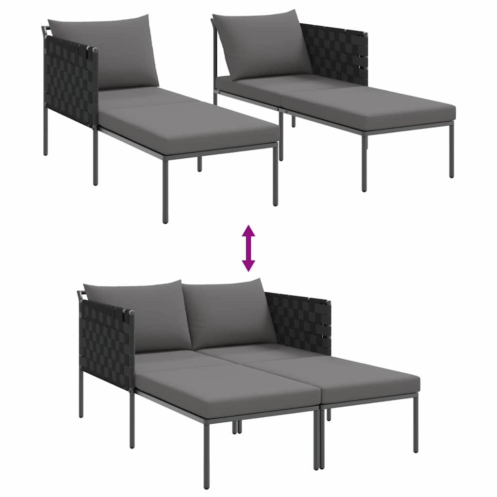 Sonnenliege mit Kissen 2-Person Anthrazit 153 x 115 x 69,5 cm