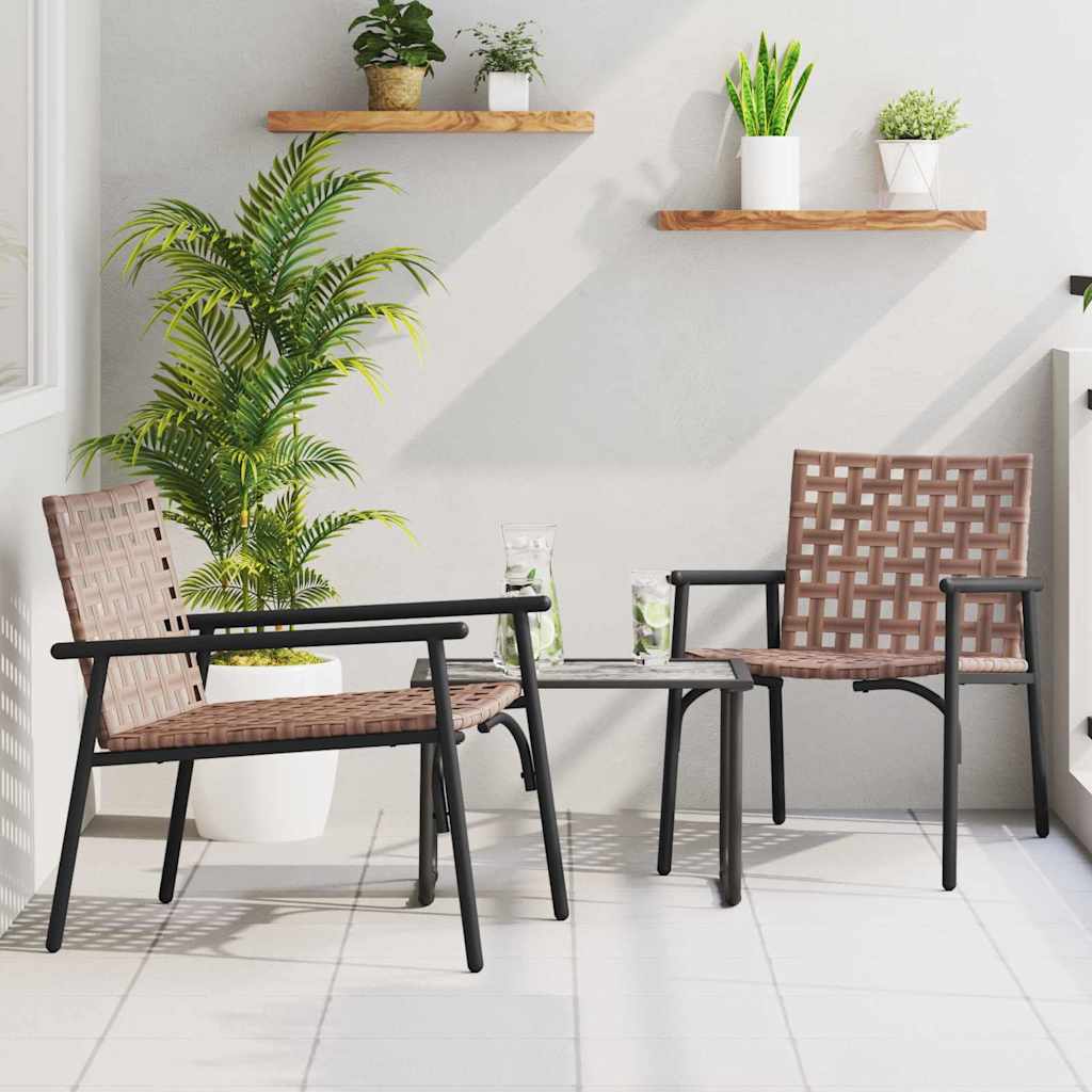Gartenstuhl 2 stk. Braun Poly-Rattan