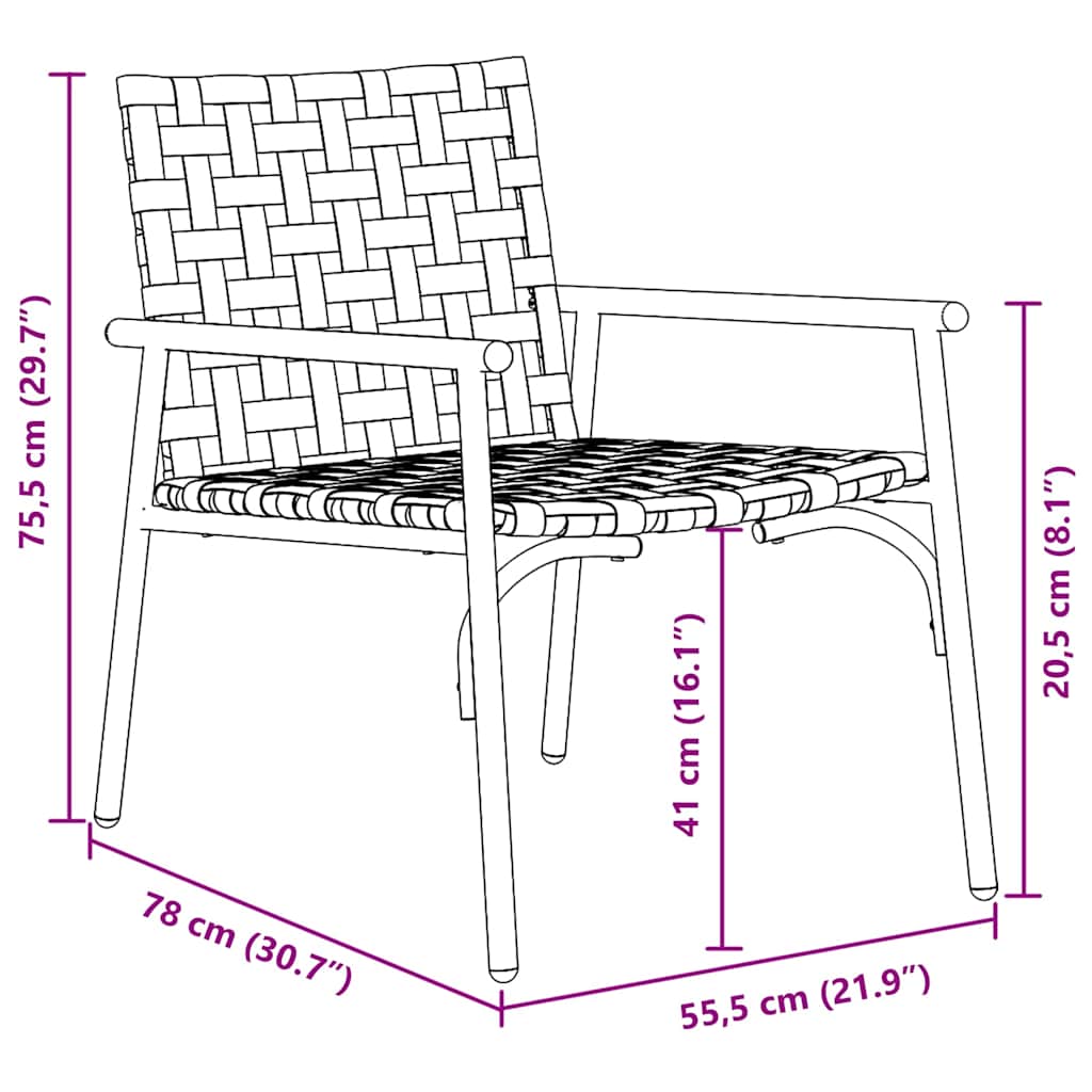 Gartenstuhl 2 stk. Braun Poly-Rattan