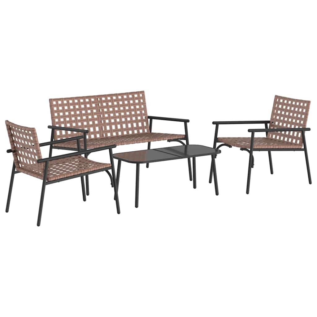 Garten Essgruppe 4 Stk. Braun Poly-Rattan