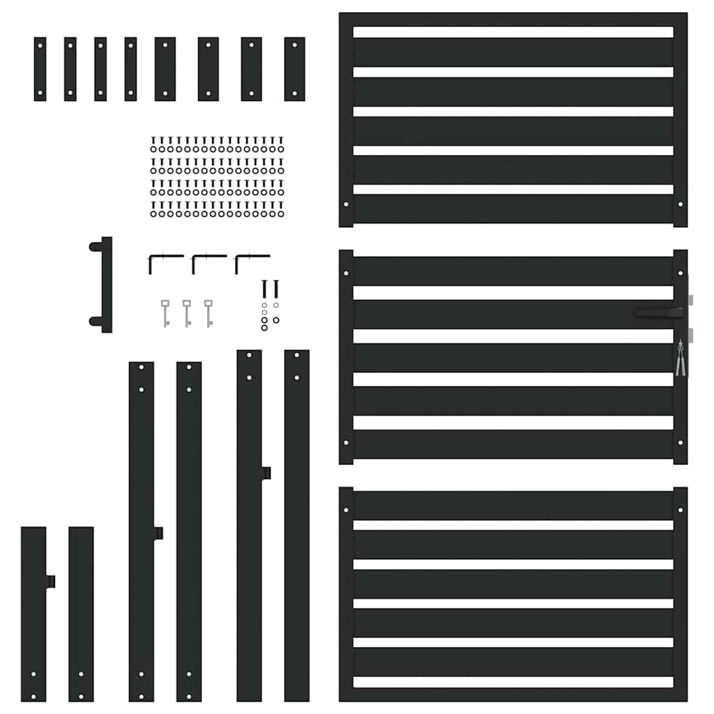 Gartentor Abschließbar Schwarz 100x150 cm Aluminium