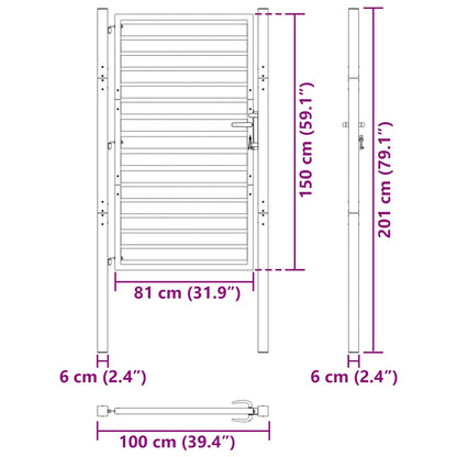 Gartentor Abschließbar Schwarz 100x150 cm Aluminium