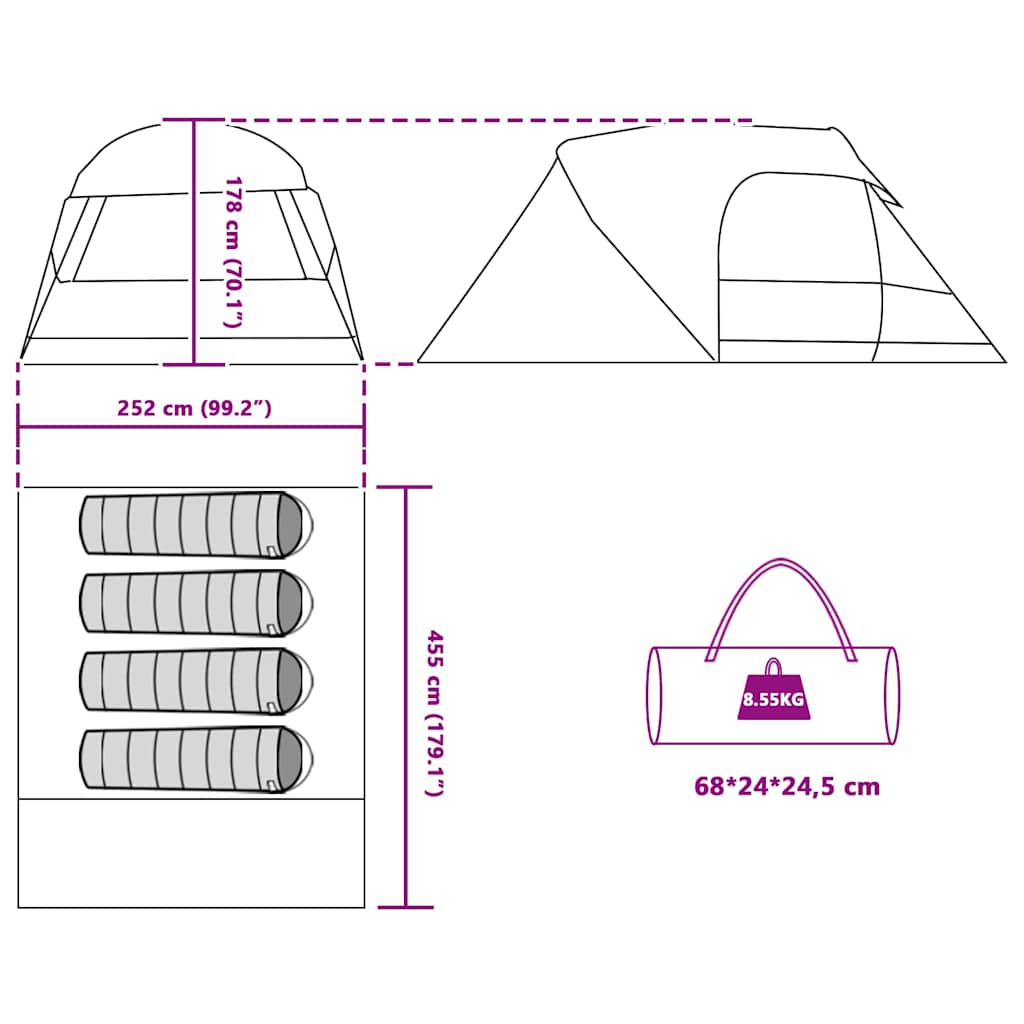 Dome Zelt für 4 Personen 4 Personen Grün