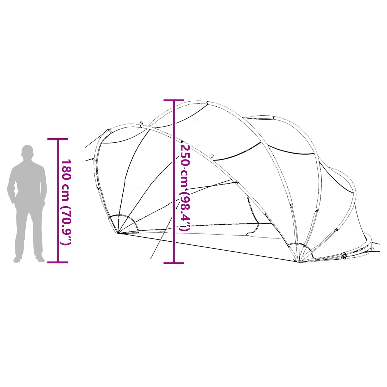 Pool-Dome 546 x 516 x 250 cm 185T Polyester mit PU-Beschichtung