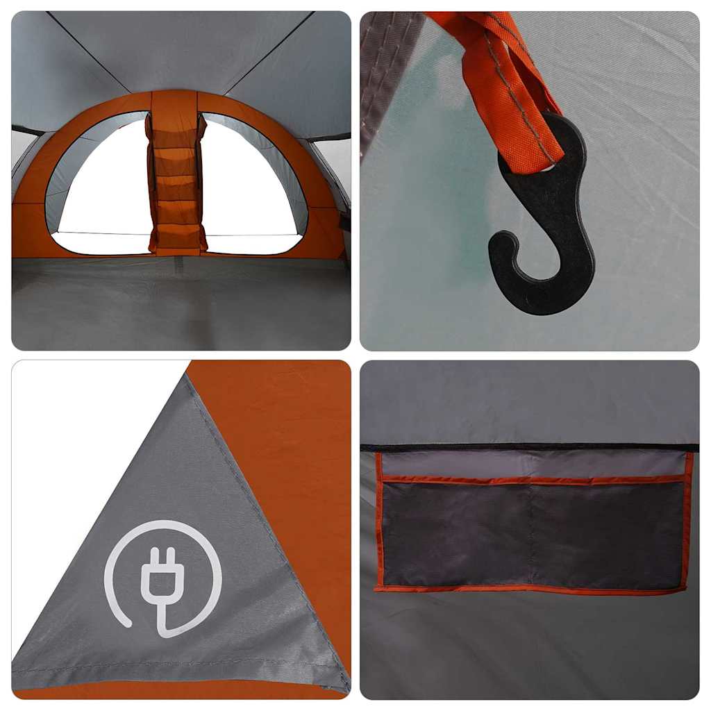 Tunnelzelt für 8 Personen Grau und Orange 710 x 460 x 245 cm