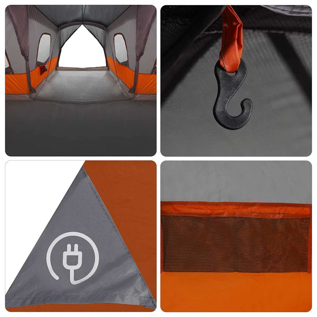 Zelt für 16 Personen Grau und Orange 680 x 510 x 210 cm