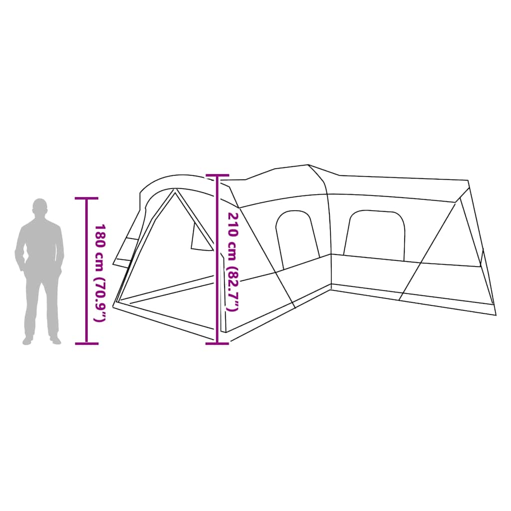 Zelt für 16 Personen Grau und Orange 680 x 510 x 210 cm