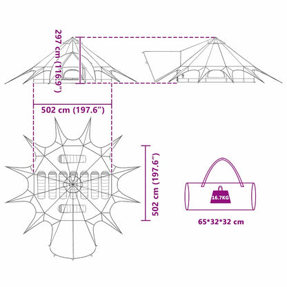 Teepee Zelt für 9 Personen 9 Personen Grün und Grau
