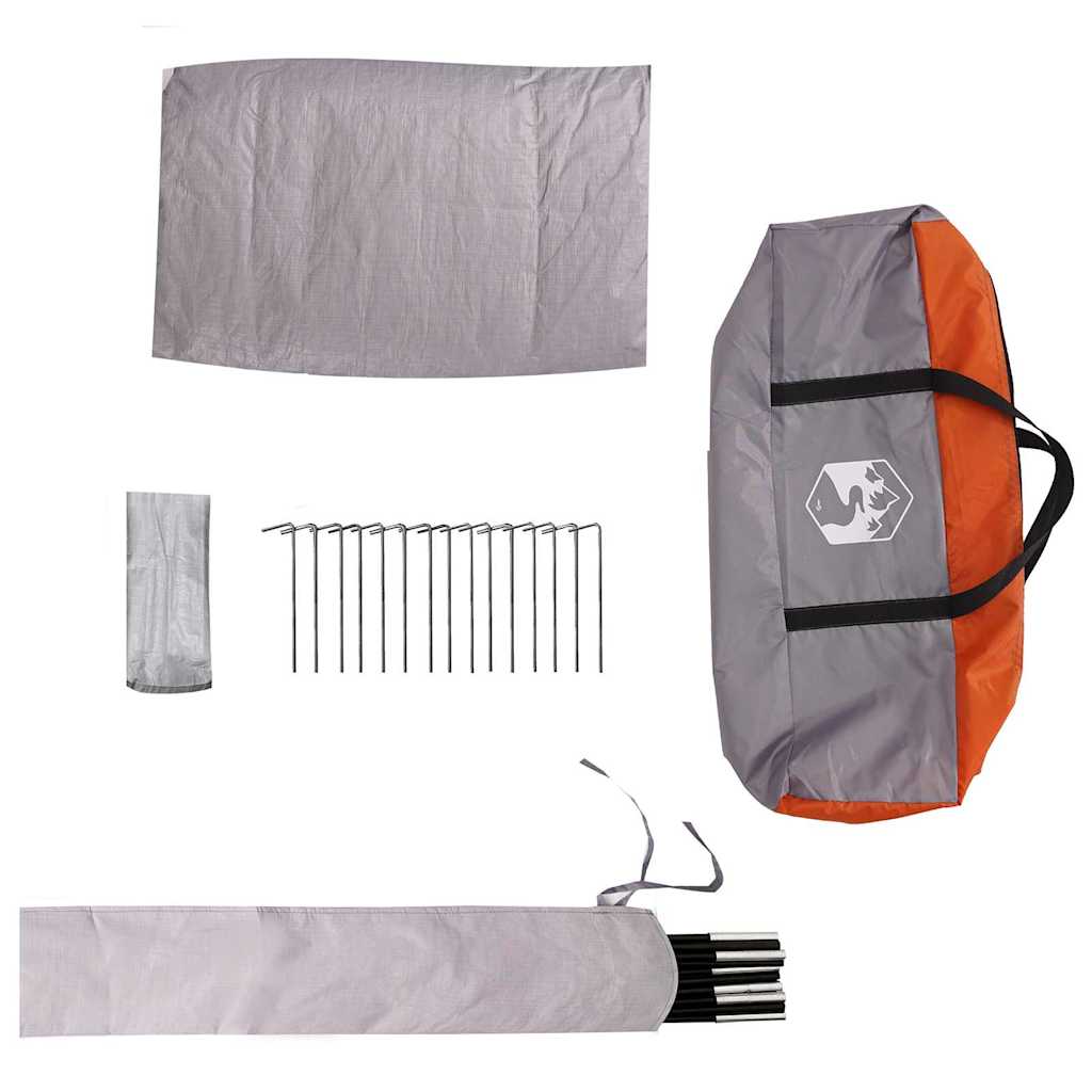 Dome Zelt für 4 Personen Grau und Orange 505 x 450 x 248 cm