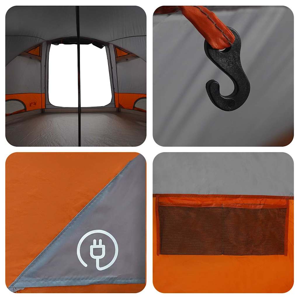 Dome Zelt für 4 Personen Grau und Orange 505 x 450 x 248 cm