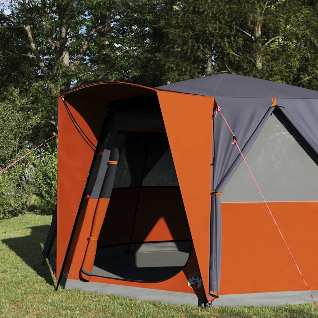 Zelt für 6 Personen mit Dach Grau und Orange 425 x 396 x 222 cm