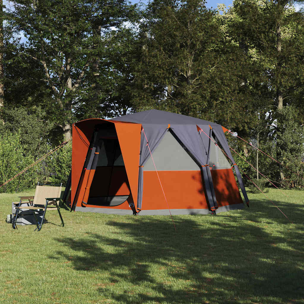 Zelt für 6 Personen mit Dach Grau und Orange 425 x 396 x 222 cm