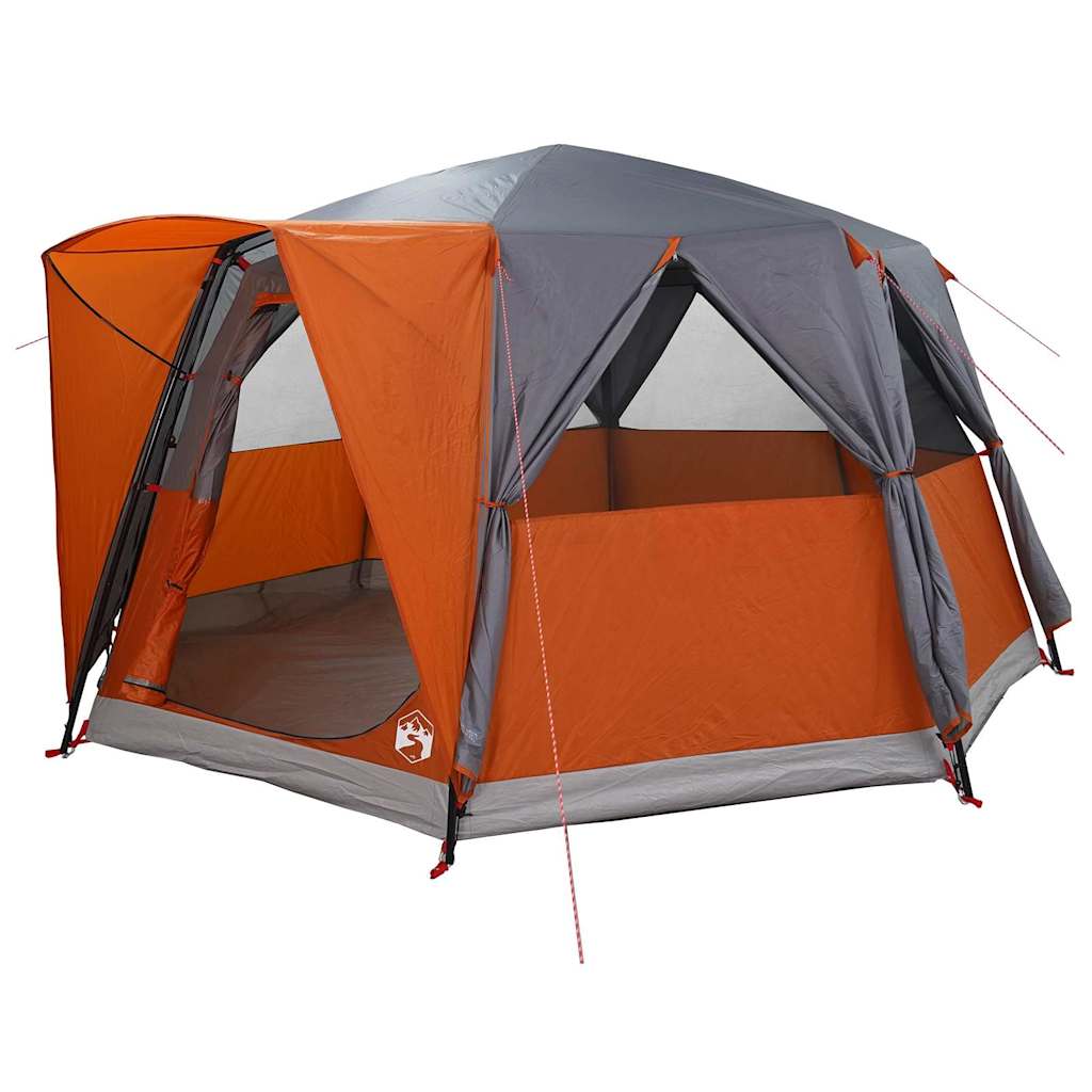 Zelt für 6 Personen mit Dach Grau und Orange 425 x 396 x 222 cm