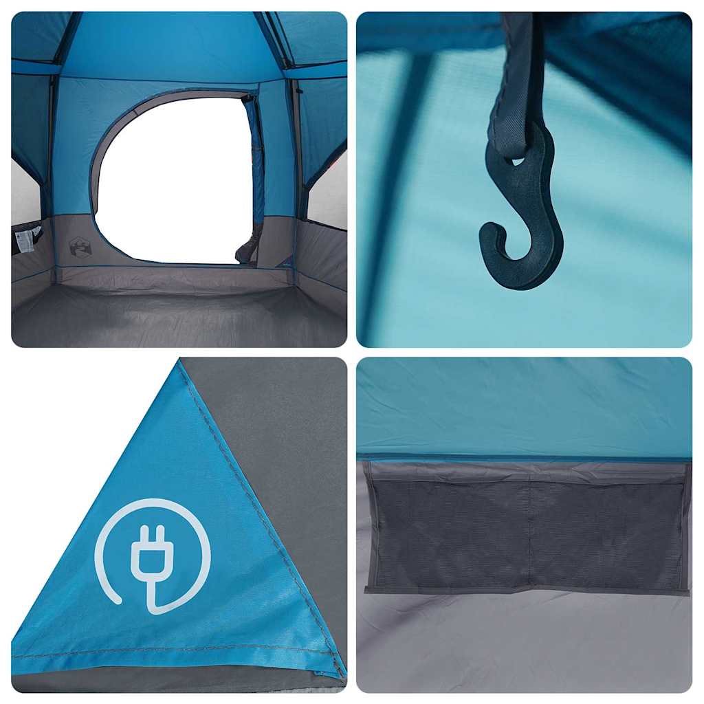 Kabinenzelt für 5 Personen Blau und Grau 333 x 317 x 194 cm